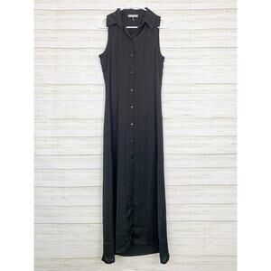 Trybe Button Front Lightweight Maxi Dress Black